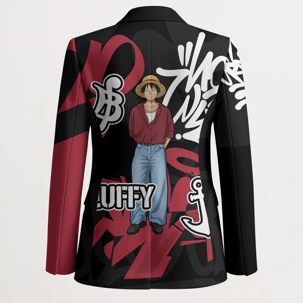 Monkey D. Luffy One Piece Blazer Graffiti Street Art Anime Collage