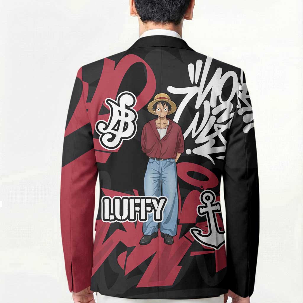 Monkey D. Luffy One Piece Blazer Graffiti Street Art Anime Collage