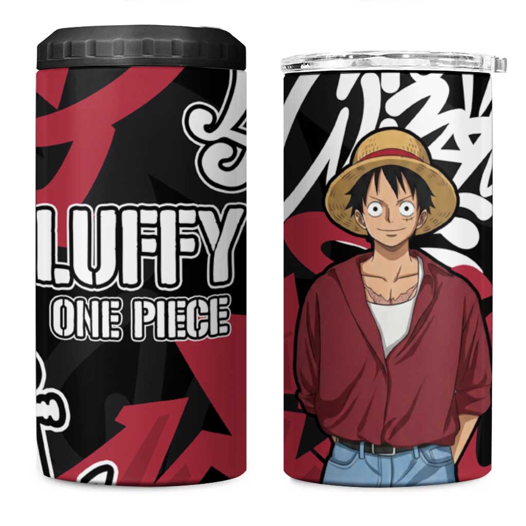 Monkey D. Luffy One Piece 4 in 1 Can Cooler Tumbler Graffiti Street Art Anime Collage