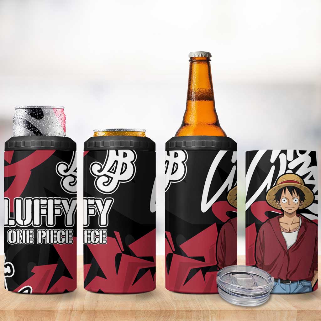 Monkey D. Luffy One Piece 4 in 1 Can Cooler Tumbler Graffiti Street Art Anime Collage