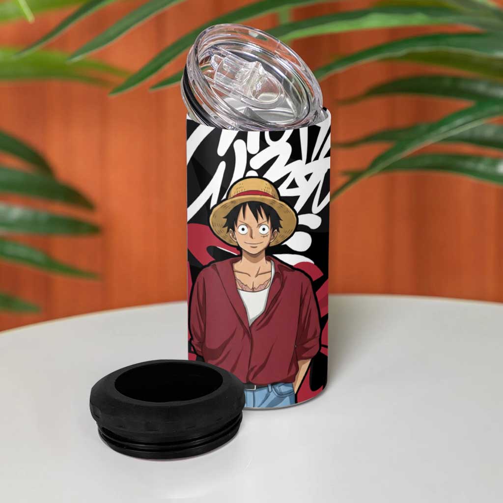 Monkey D. Luffy One Piece 4 in 1 Can Cooler Tumbler Graffiti Street Art Anime Collage