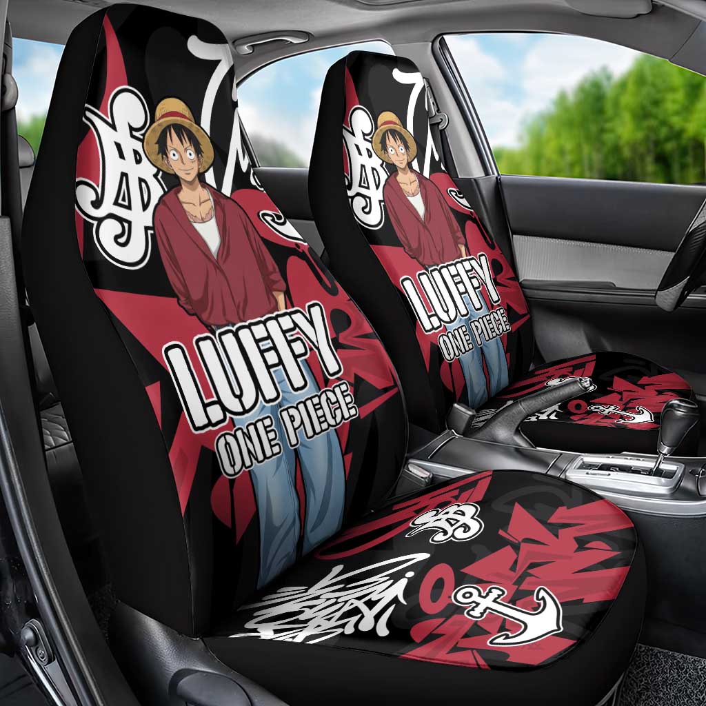Monkey D. Luffy One Piece Car Seat Cover Graffiti Street Art Anime Collage