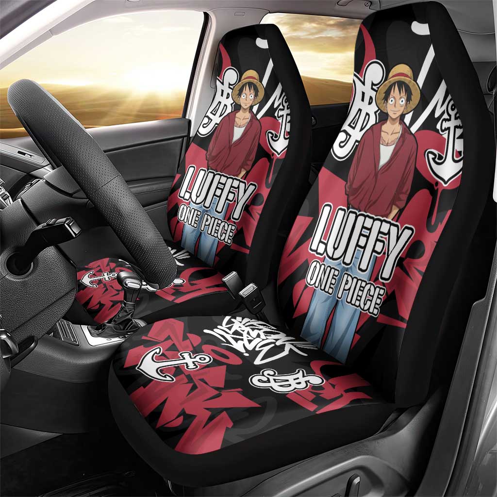 Monkey D. Luffy One Piece Car Seat Cover Graffiti Street Art Anime Collage