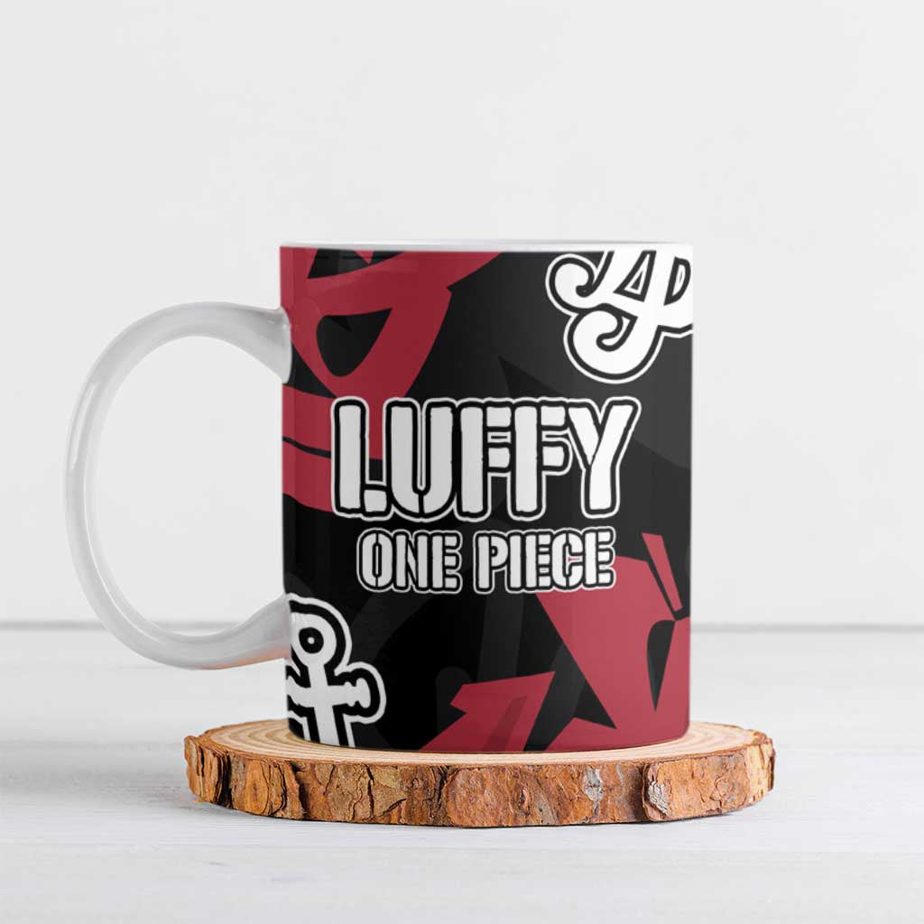 Monkey D. Luffy One Piece Ceramic Mug Graffiti Street Art Anime Collage