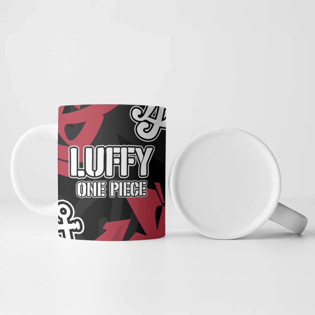 Monkey D. Luffy One Piece Ceramic Mug Graffiti Street Art Anime Collage