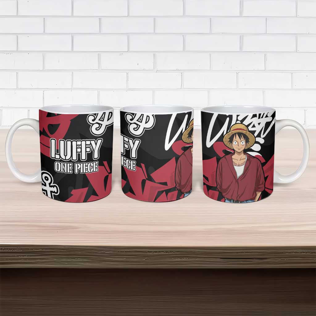 Monkey D. Luffy One Piece Ceramic Mug Graffiti Street Art Anime Collage