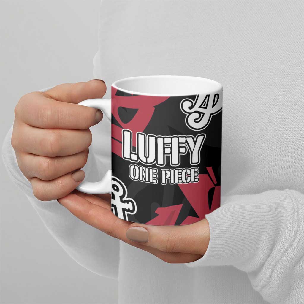 Monkey D. Luffy One Piece Ceramic Mug Graffiti Street Art Anime Collage