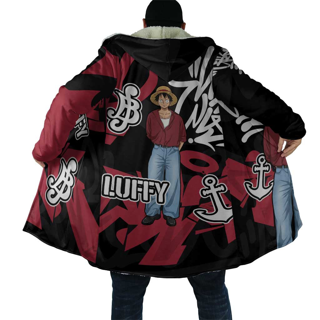 Monkey D. Luffy One Piece Cloak Graffiti Street Art Anime Collage