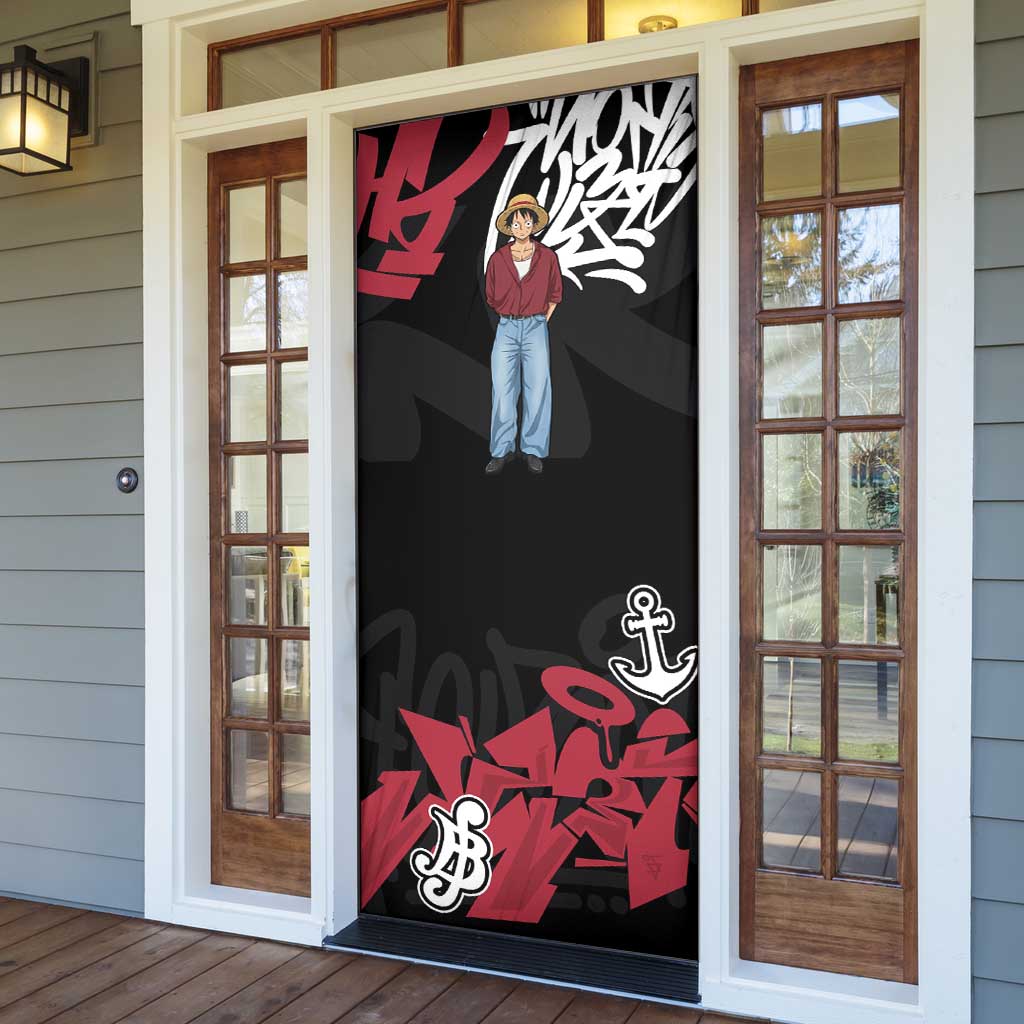 Monkey D. Luffy One Piece Door Cover Graffiti Street Art Anime Collage