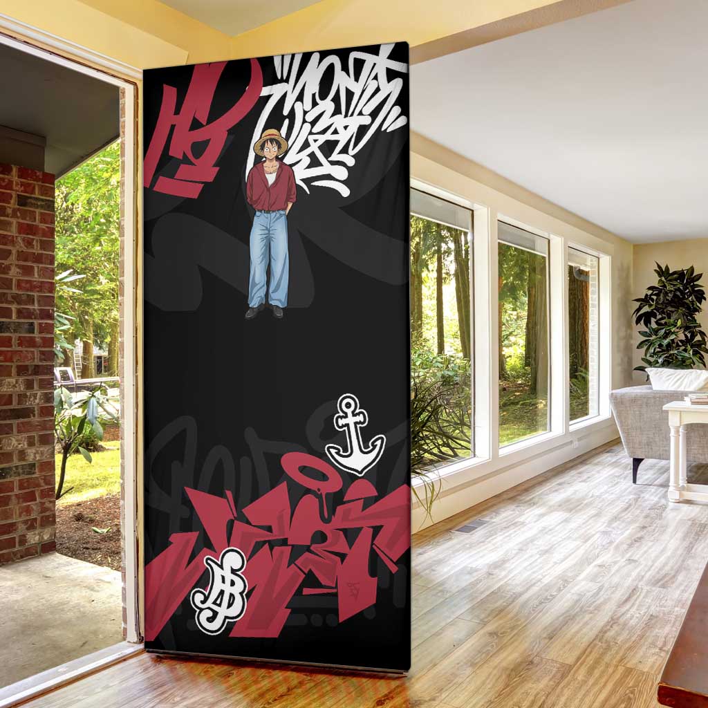 Monkey D. Luffy One Piece Door Cover Graffiti Street Art Anime Collage