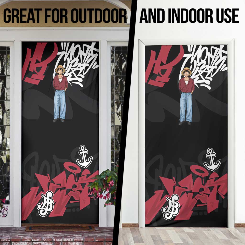 Monkey D. Luffy One Piece Door Cover Graffiti Street Art Anime Collage