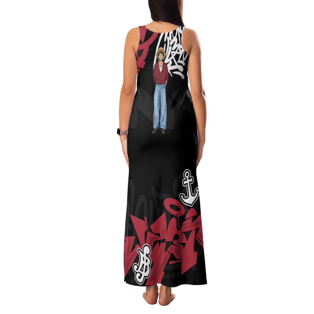 Monkey D. Luffy One Piece Family Matching Tank Maxi Dress and Hawaiian Shirt Graffiti Street Art Anime Collage