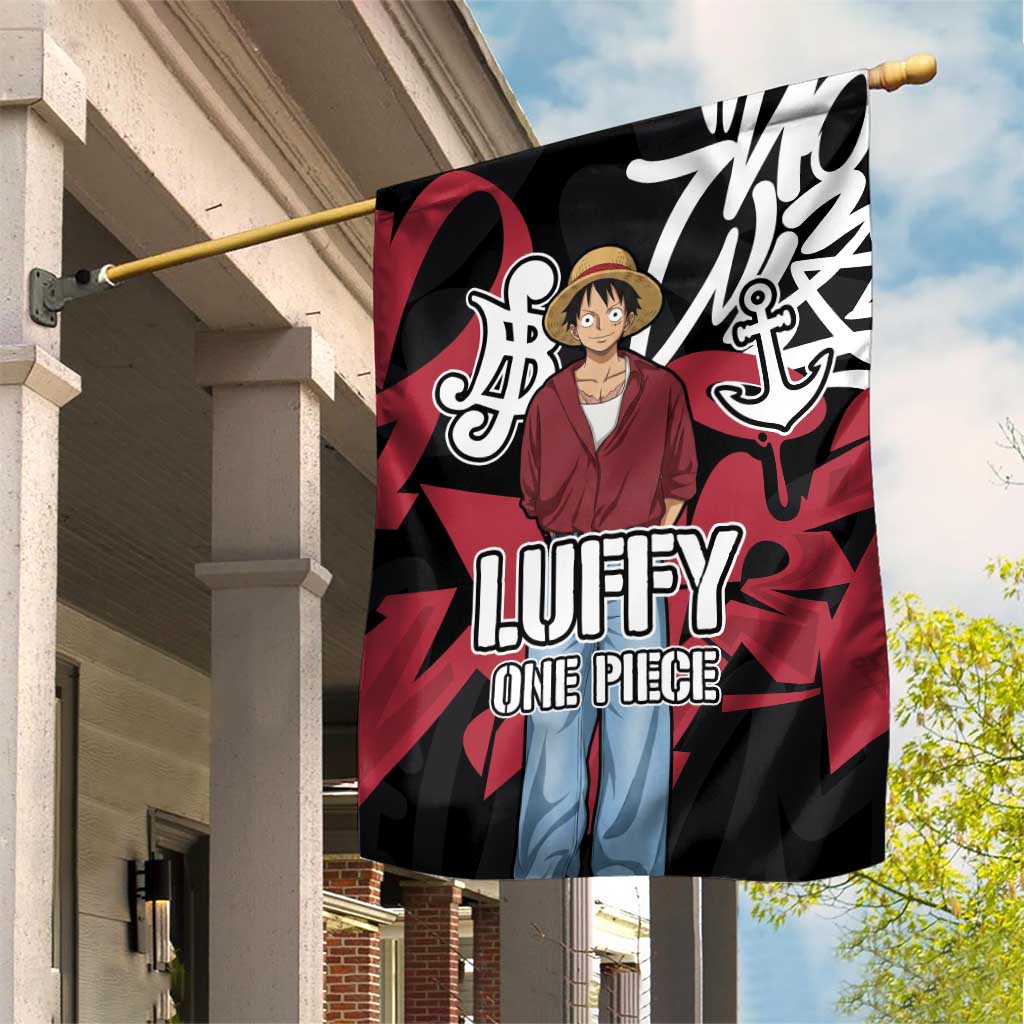 Monkey D. Luffy One Piece Garden Flag Graffiti Street Art Anime Collage