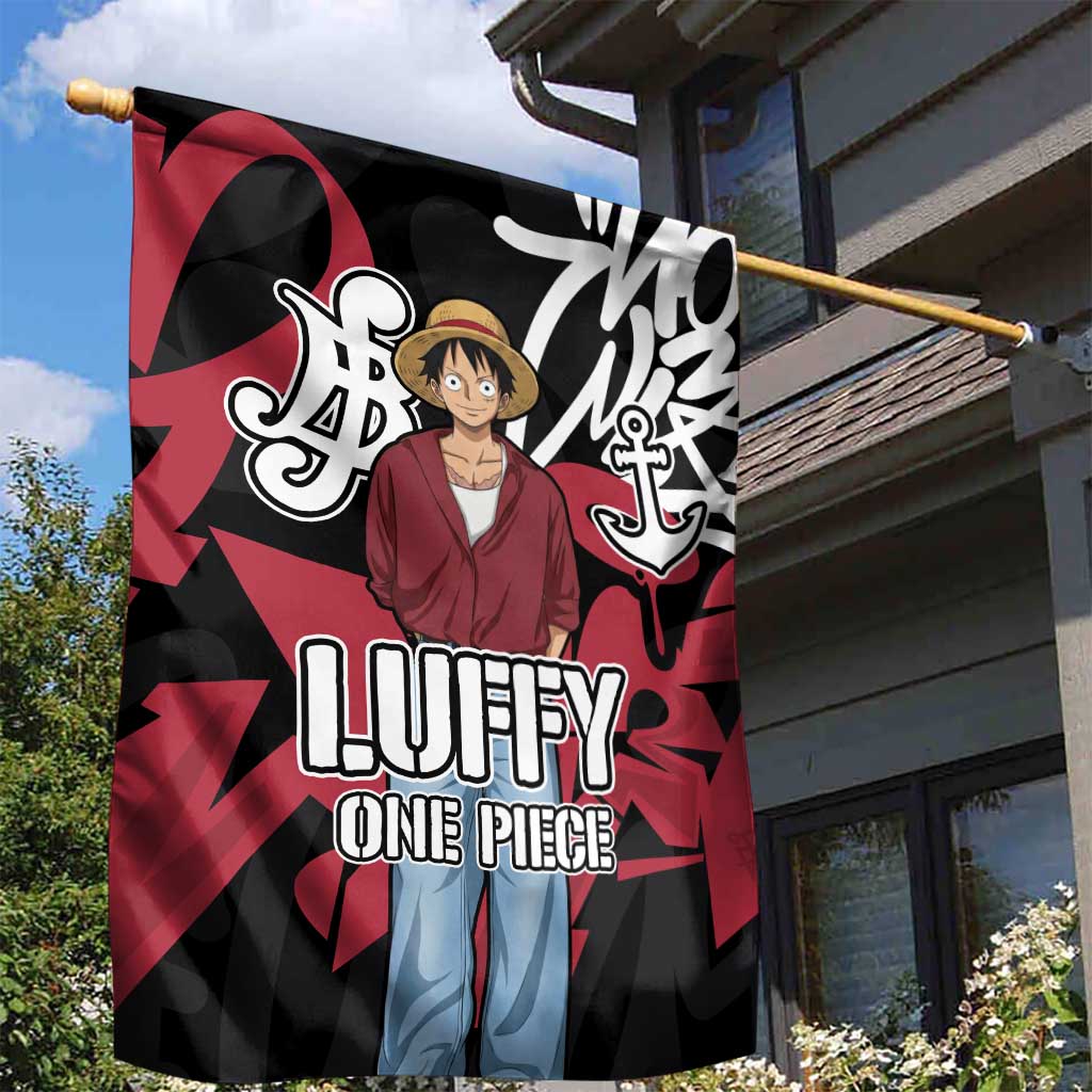 Monkey D. Luffy One Piece Garden Flag Graffiti Street Art Anime Collage