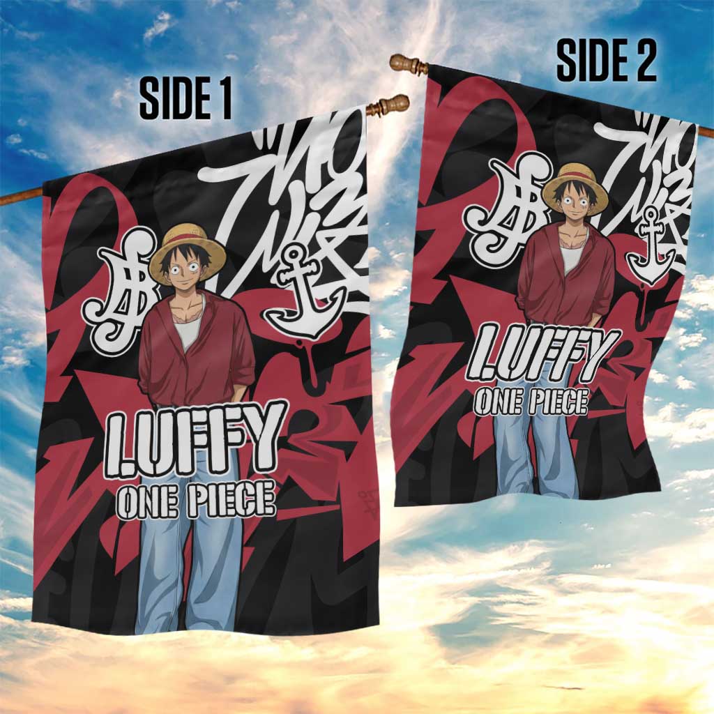 Monkey D. Luffy One Piece Garden Flag Graffiti Street Art Anime Collage