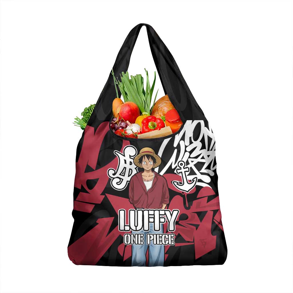 Monkey D. Luffy One Piece Grocery Bag Graffiti Street Art Anime Collage