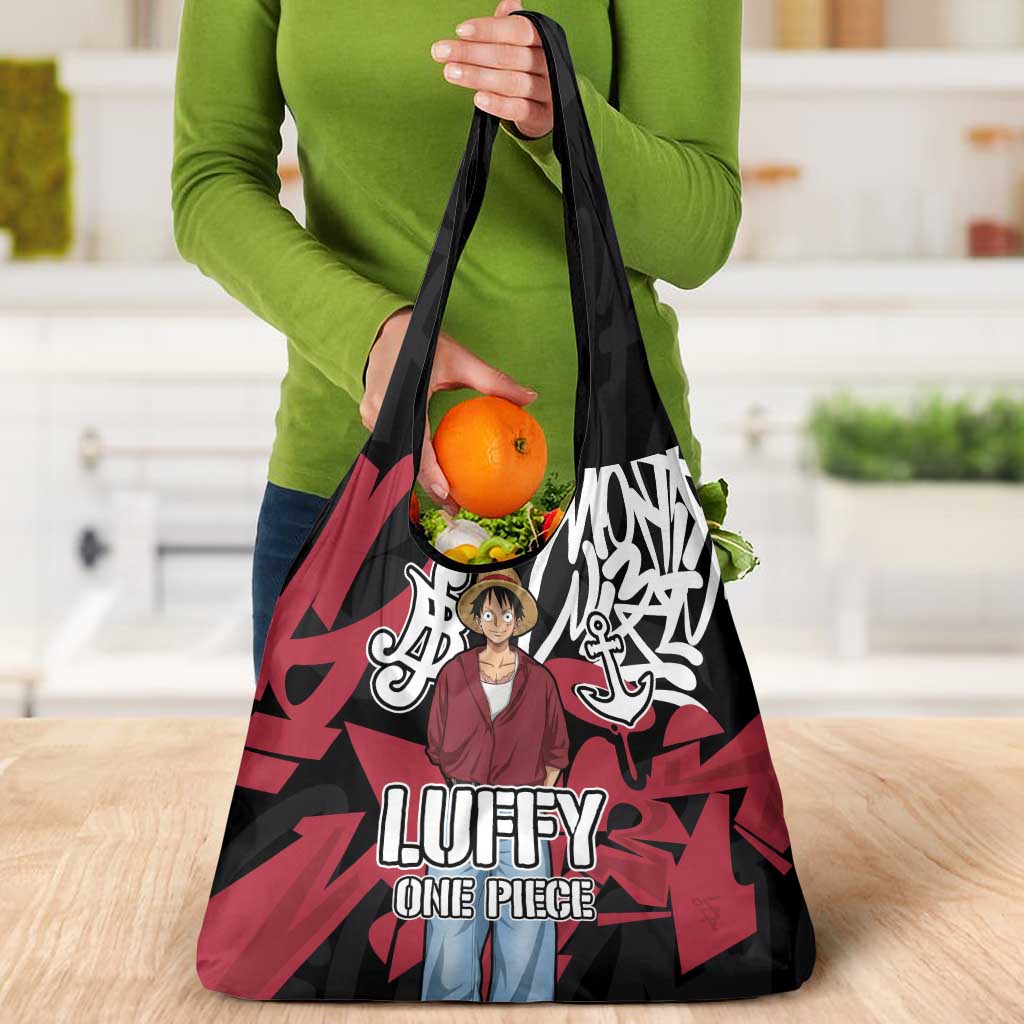 Monkey D. Luffy One Piece Grocery Bag Graffiti Street Art Anime Collage