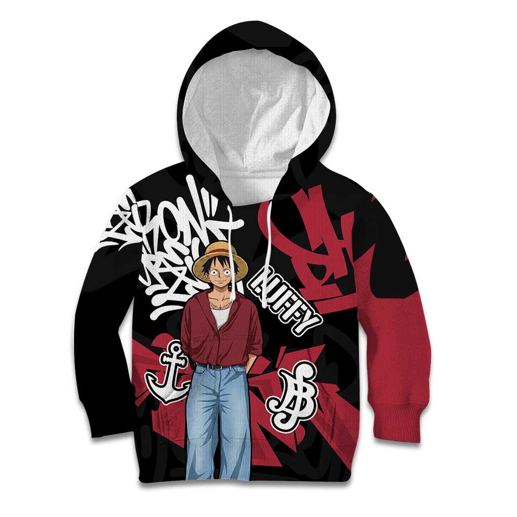 Monkey D. Luffy One Piece Kid Hoodie Graffiti Street Art Anime Collage