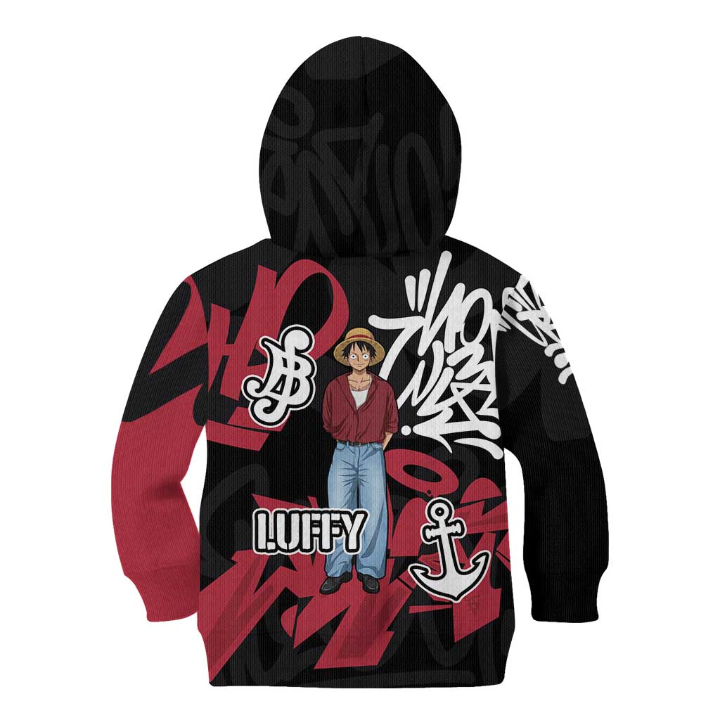 Monkey D. Luffy One Piece Kid Hoodie Graffiti Street Art Anime Collage