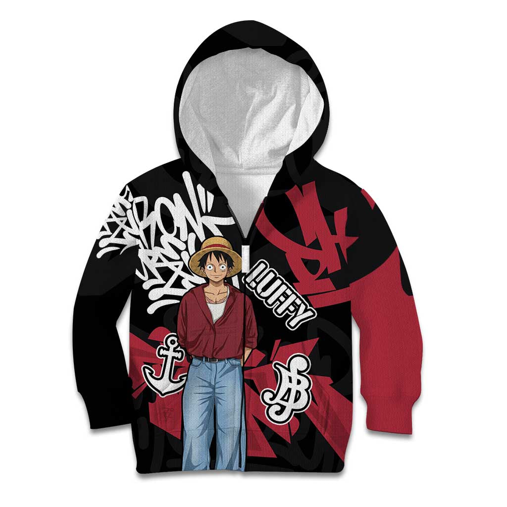 Monkey D. Luffy One Piece Kid Hoodie Graffiti Street Art Anime Collage