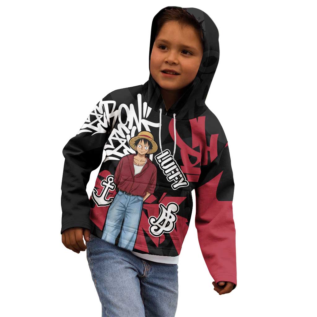Monkey D. Luffy One Piece Kid Hoodie Graffiti Street Art Anime Collage