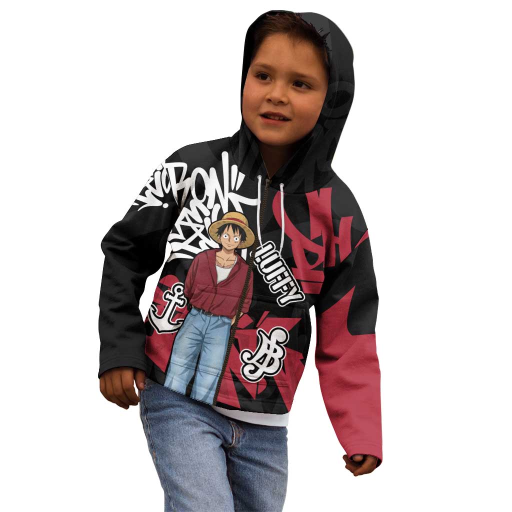 Monkey D. Luffy One Piece Kid Hoodie Graffiti Street Art Anime Collage