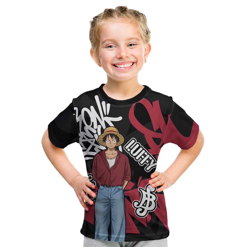 Monkey D. Luffy One Piece Kid T Shirt Graffiti Street Art Anime Collage