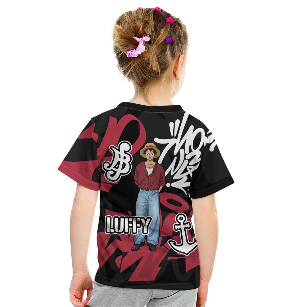 Monkey D. Luffy One Piece Kid T Shirt Graffiti Street Art Anime Collage
