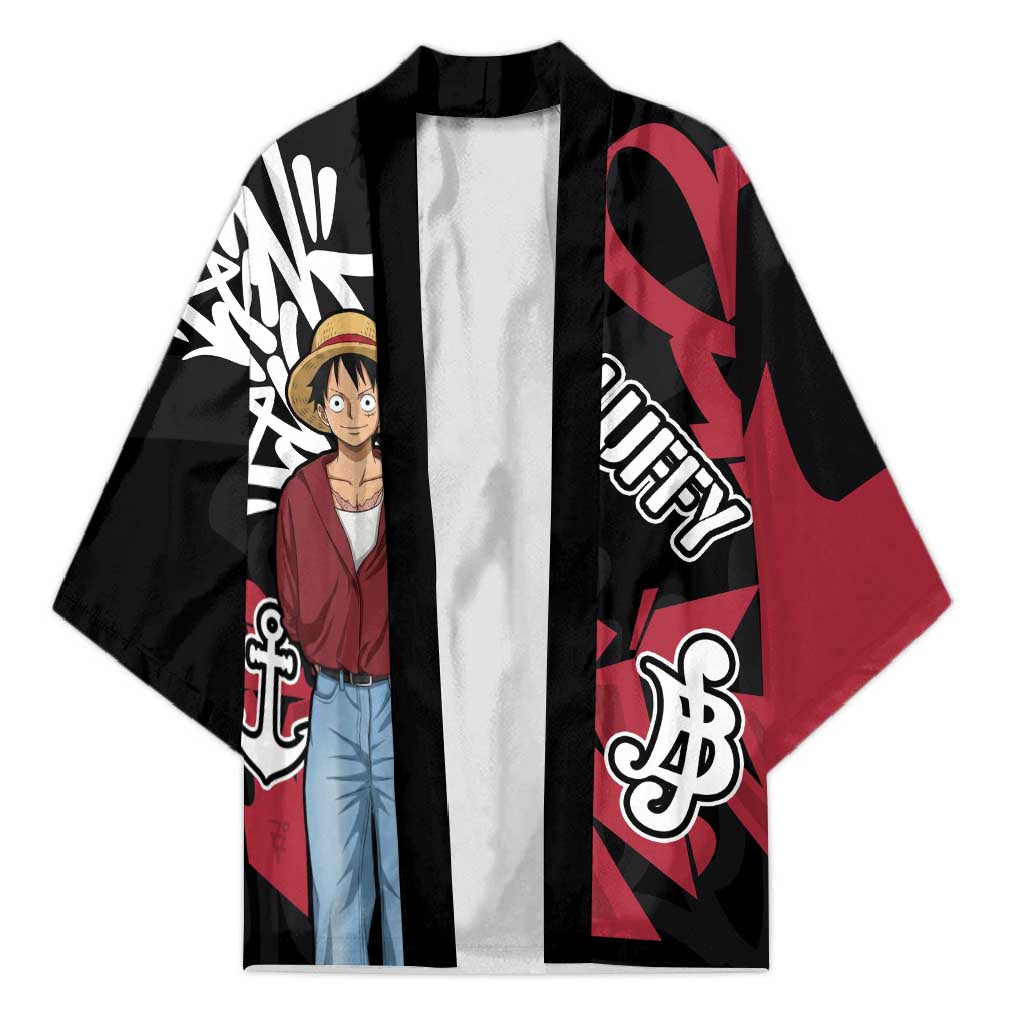 Monkey D. Luffy One Piece Kimono Graffiti Street Art Anime Collage