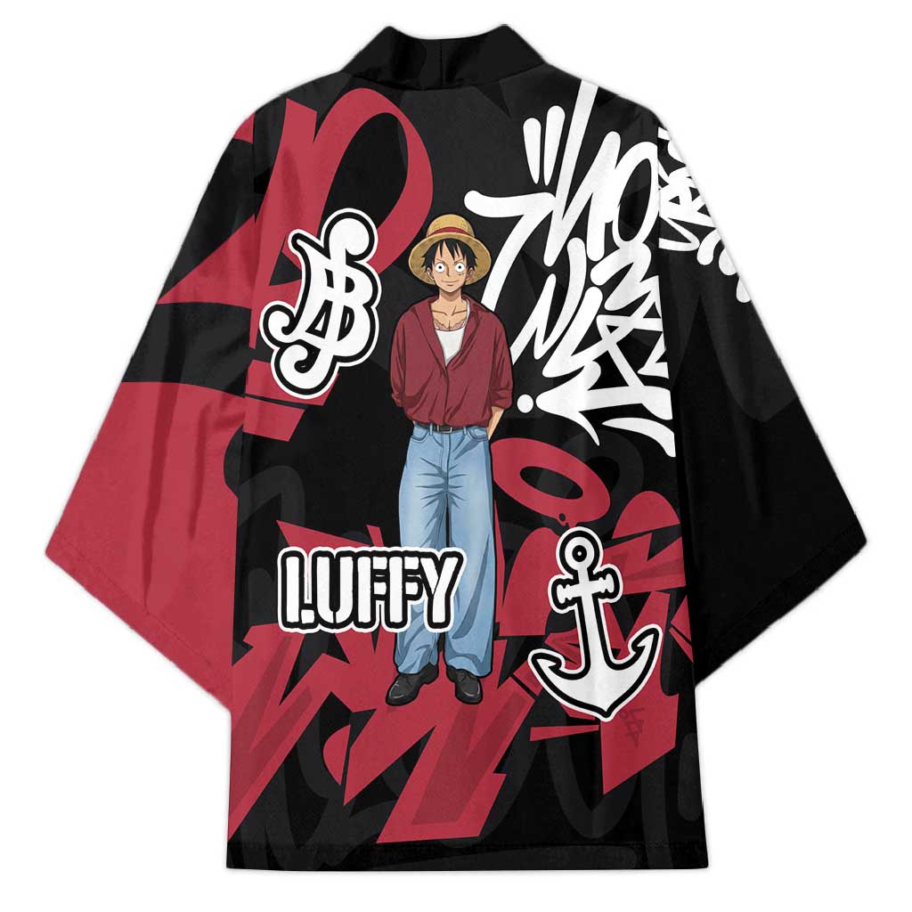 Monkey D. Luffy One Piece Kimono Graffiti Street Art Anime Collage