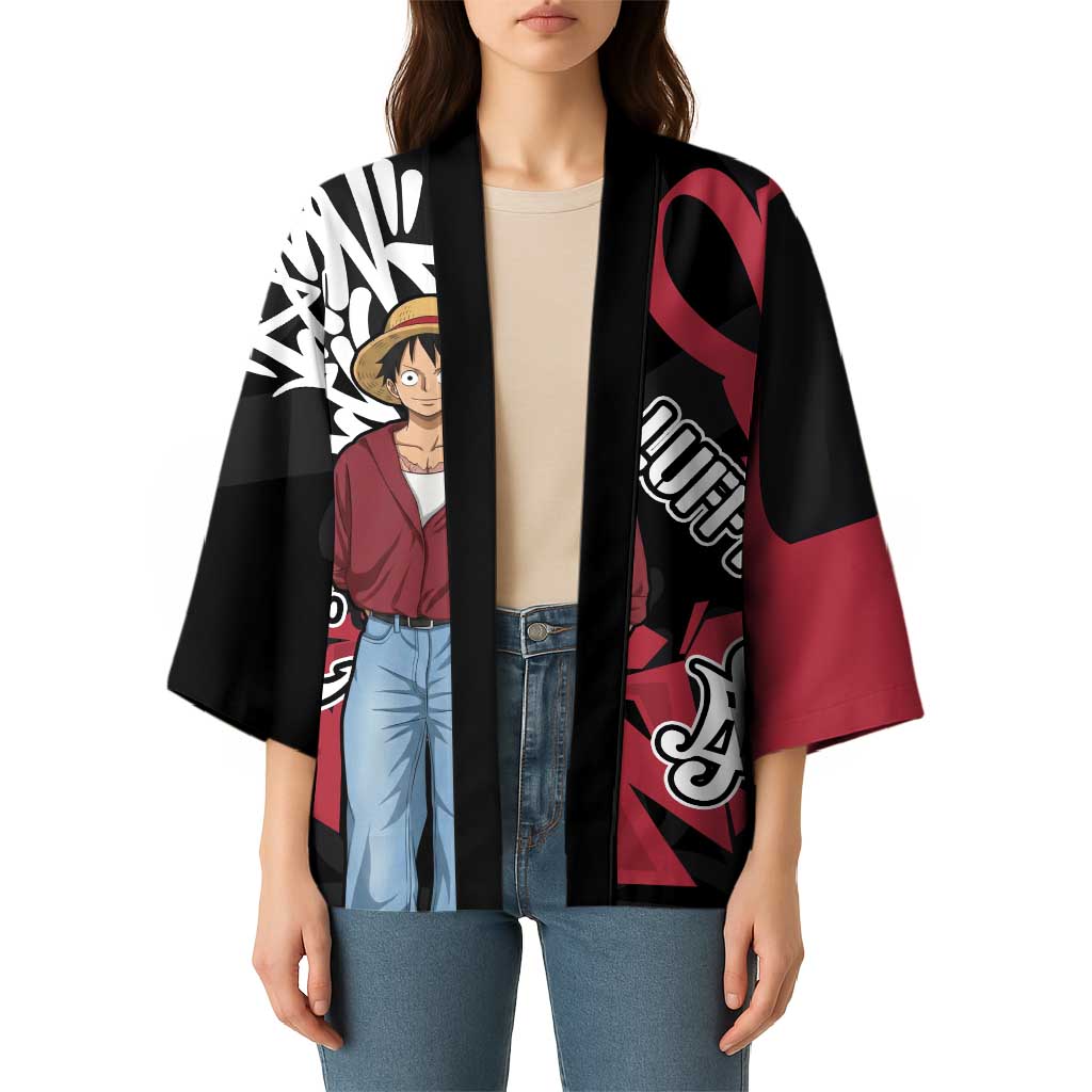 Monkey D. Luffy One Piece Kimono Graffiti Street Art Anime Collage