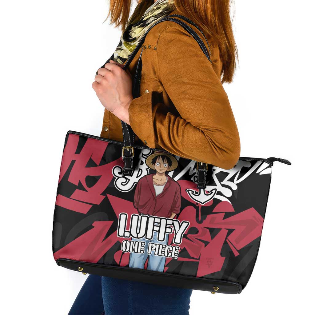Monkey D. Luffy One Piece Leather Tote Bag Graffiti Street Art Anime Collage