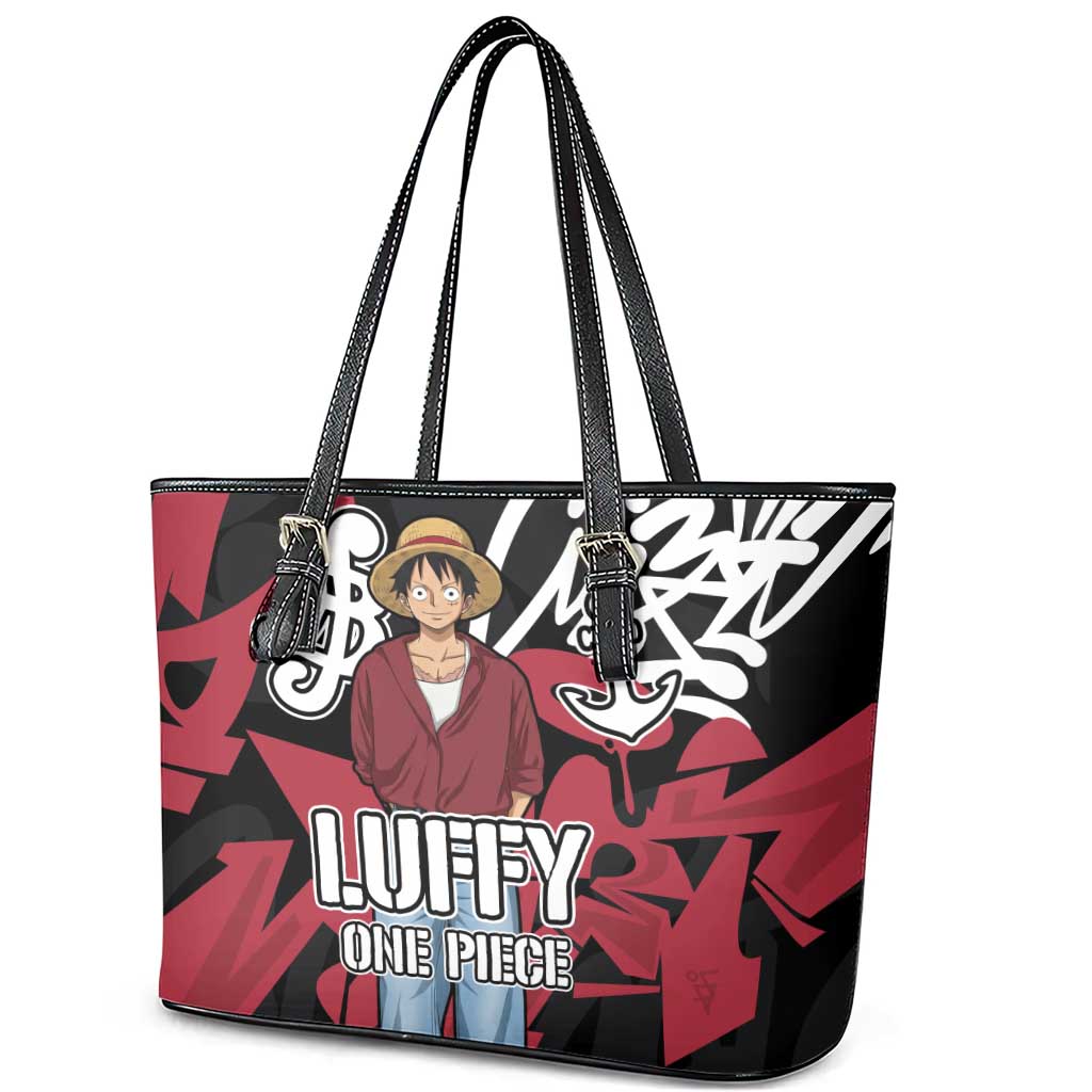 Monkey D. Luffy One Piece Leather Tote Bag Graffiti Street Art Anime Collage