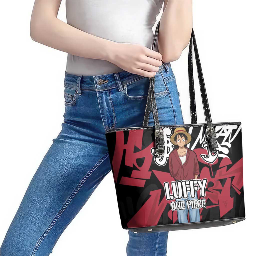 Monkey D. Luffy One Piece Leather Tote Bag Graffiti Street Art Anime Collage