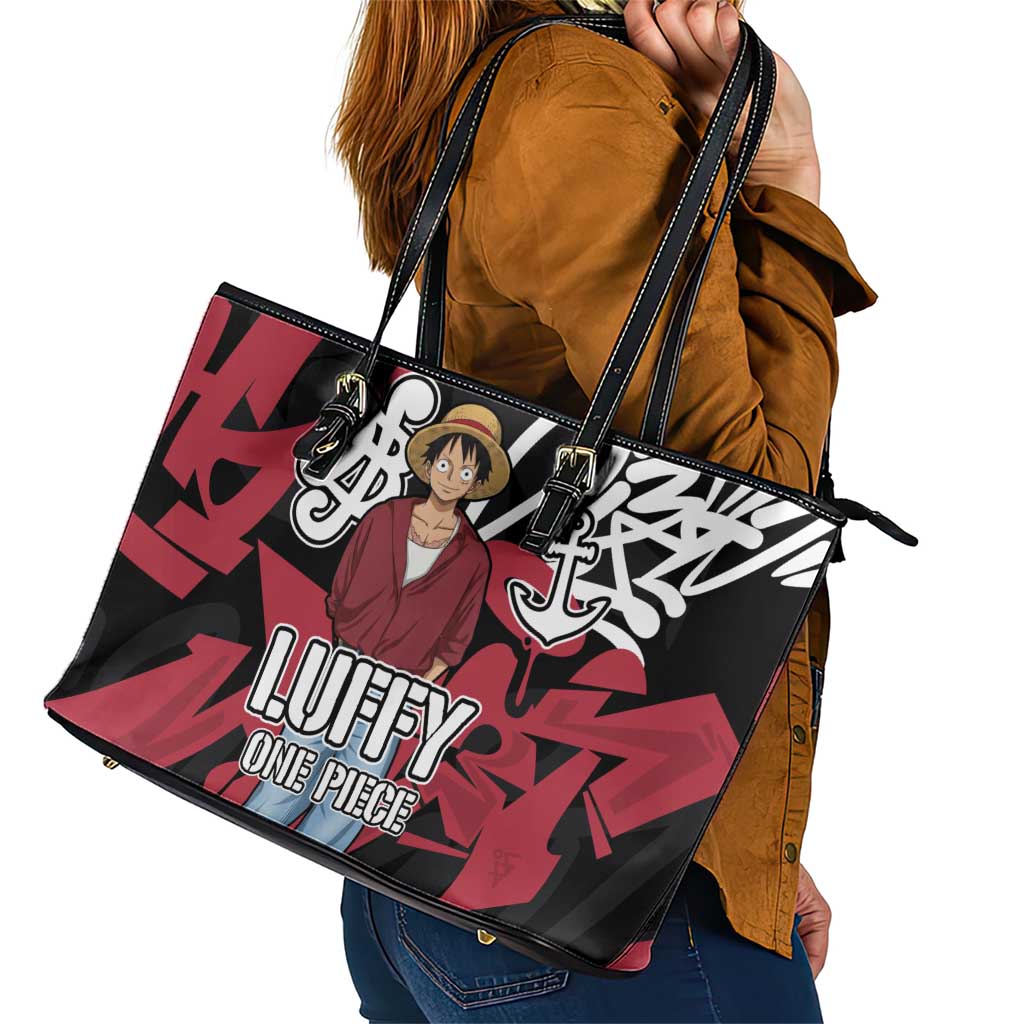 Monkey D. Luffy One Piece Leather Tote Bag Graffiti Street Art Anime Collage