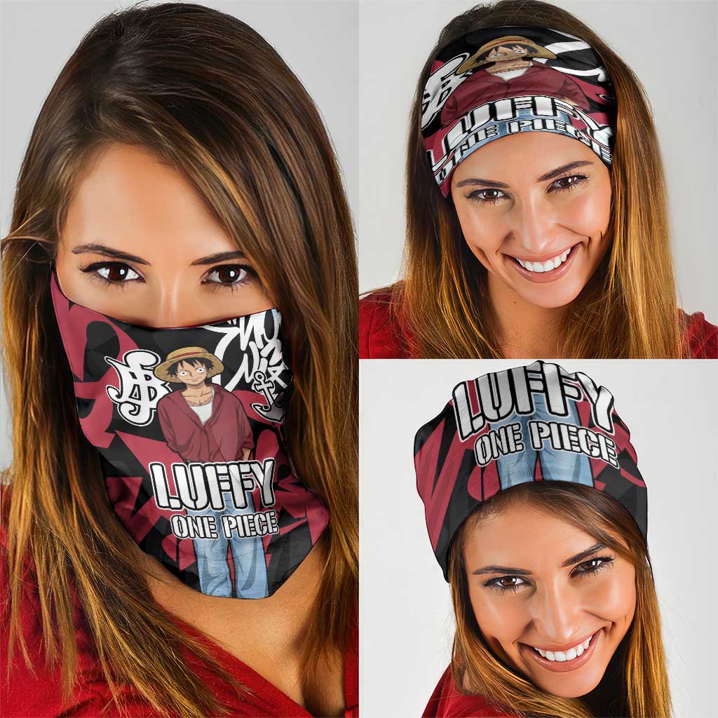 Monkey D. Luffy One Piece Neck Gaiter Graffiti Street Art Anime Collage