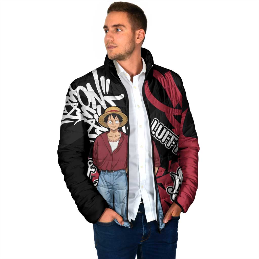 Monkey D. Luffy One Piece Padded Jacket Graffiti Street Art Anime Collage