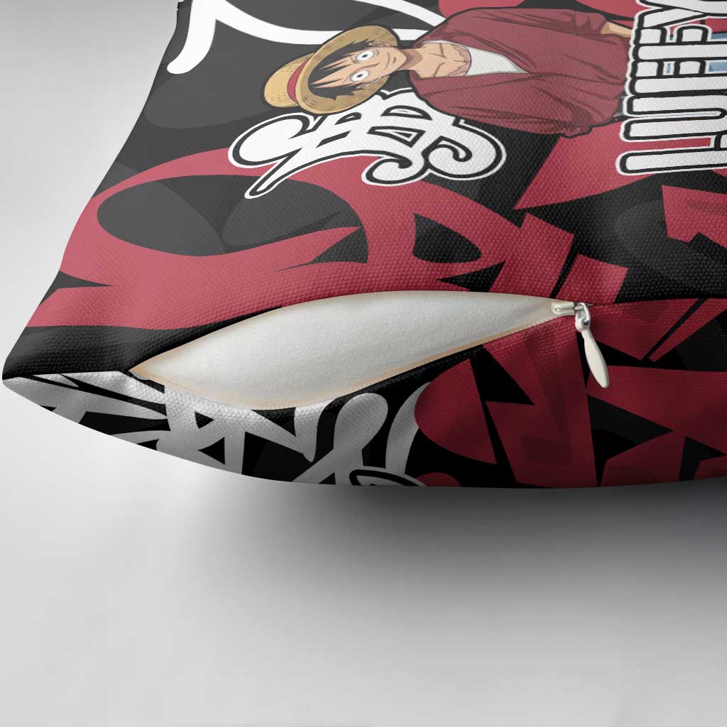 Monkey D. Luffy One Piece Pillow Cover Graffiti Street Art Anime Collage