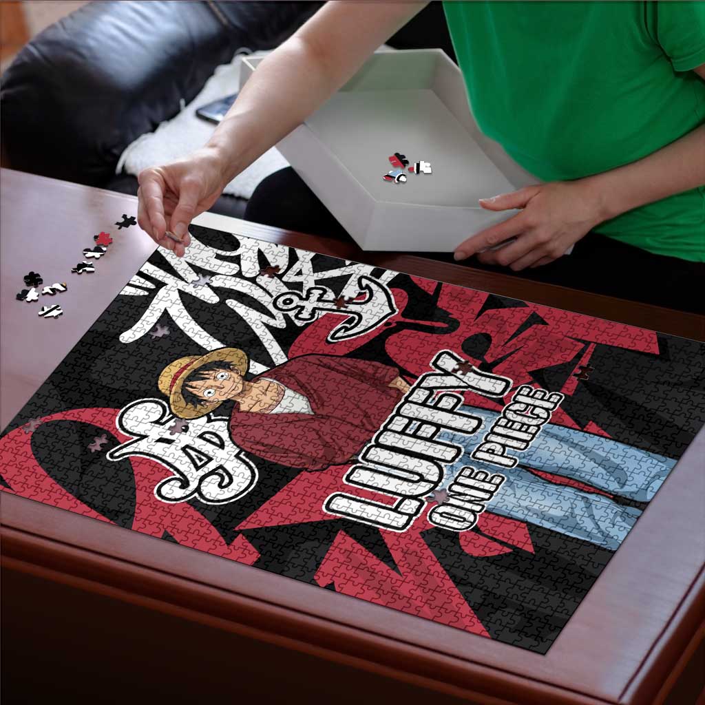 Monkey D. Luffy One Piece Puzzle Graffiti Street Art Anime Collage