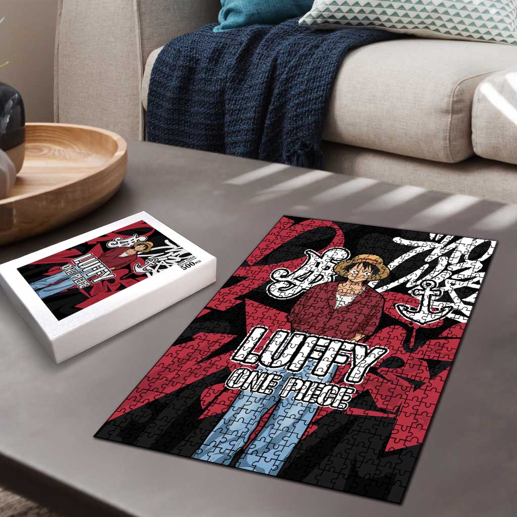 Monkey D. Luffy One Piece Puzzle Graffiti Street Art Anime Collage