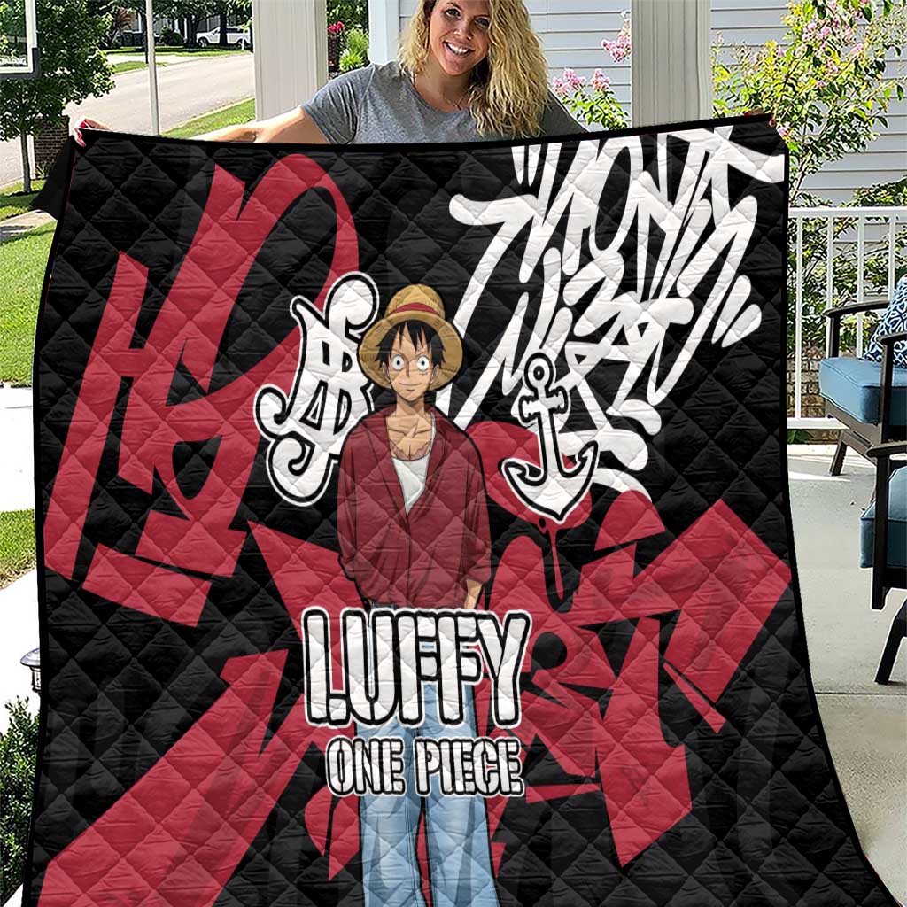 Monkey D. Luffy One Piece Quilt Graffiti Street Art Anime Collage