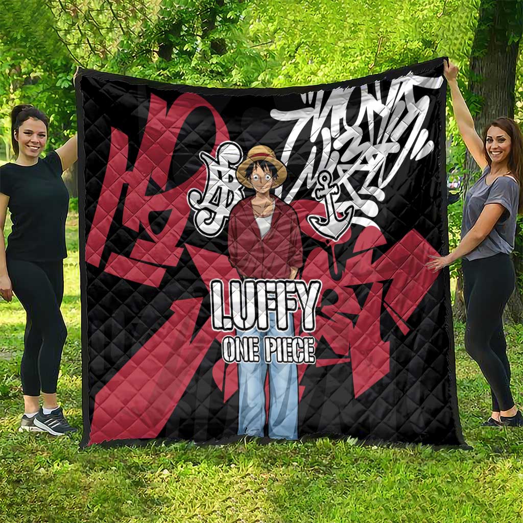 Monkey D. Luffy One Piece Quilt Graffiti Street Art Anime Collage