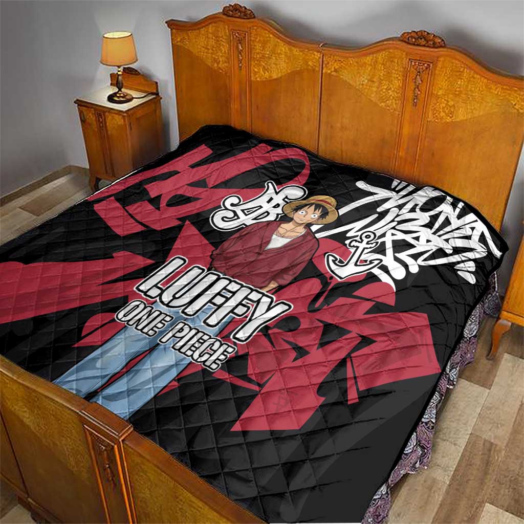 Monkey D. Luffy One Piece Quilt Graffiti Street Art Anime Collage
