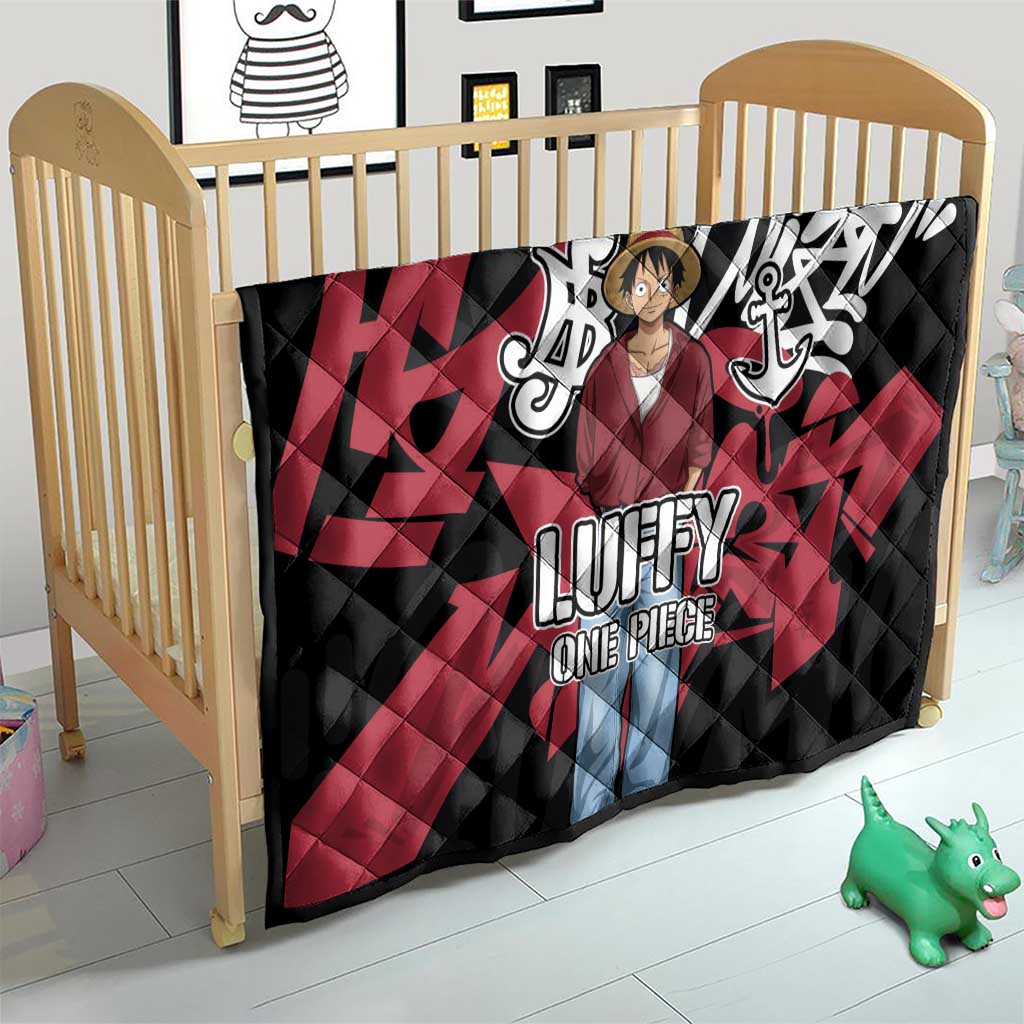 Monkey D. Luffy One Piece Quilt Graffiti Street Art Anime Collage