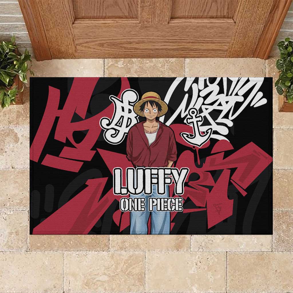 Monkey D. Luffy One Piece Rubber Doormat Graffiti Street Art Anime Collage