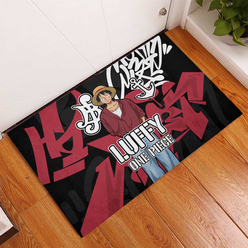 Monkey D. Luffy One Piece Rubber Doormat Graffiti Street Art Anime Collage