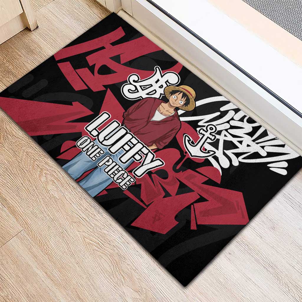 Monkey D. Luffy One Piece Rubber Doormat Graffiti Street Art Anime Collage
