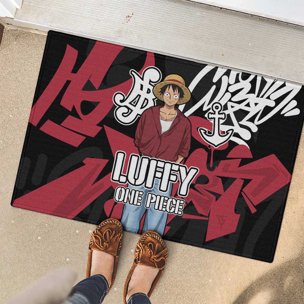 Monkey D. Luffy One Piece Rubber Doormat Graffiti Street Art Anime Collage