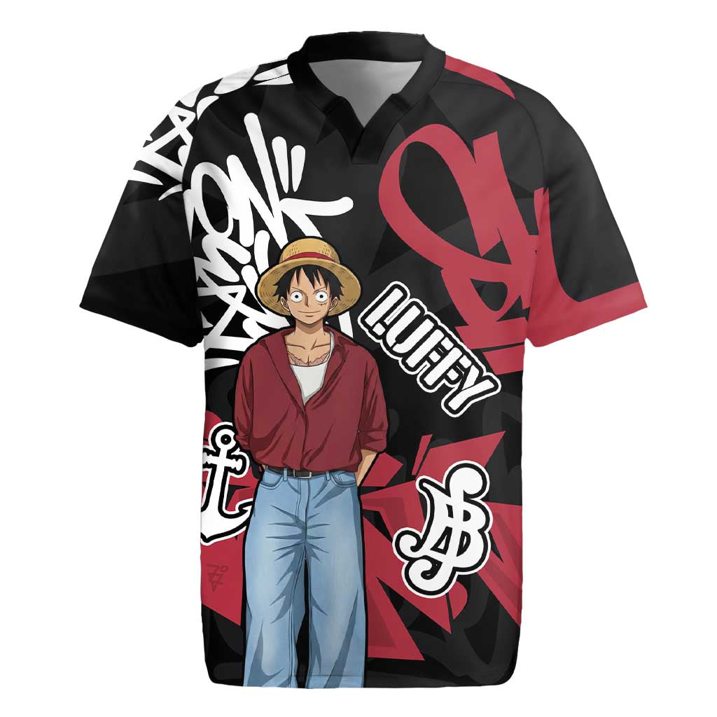 Monkey D. Luffy One Piece Rugby Jersey Graffiti Street Art Anime Collage