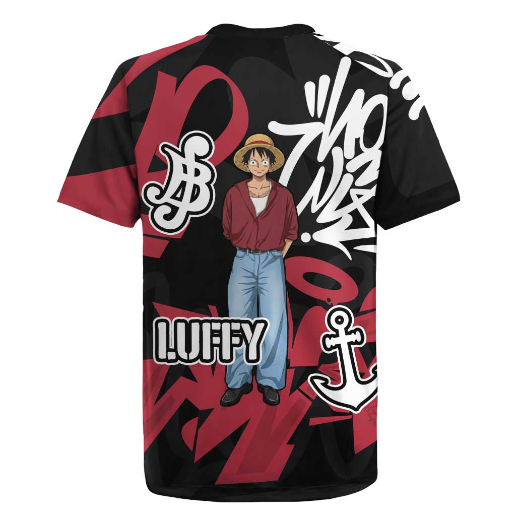 Monkey D. Luffy One Piece Rugby Jersey Graffiti Street Art Anime Collage